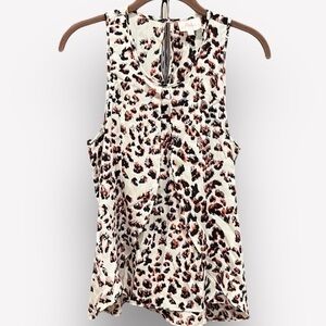 🍕🪻PARKER silk tank top blouse animal print white red black medium CLOSEOUT